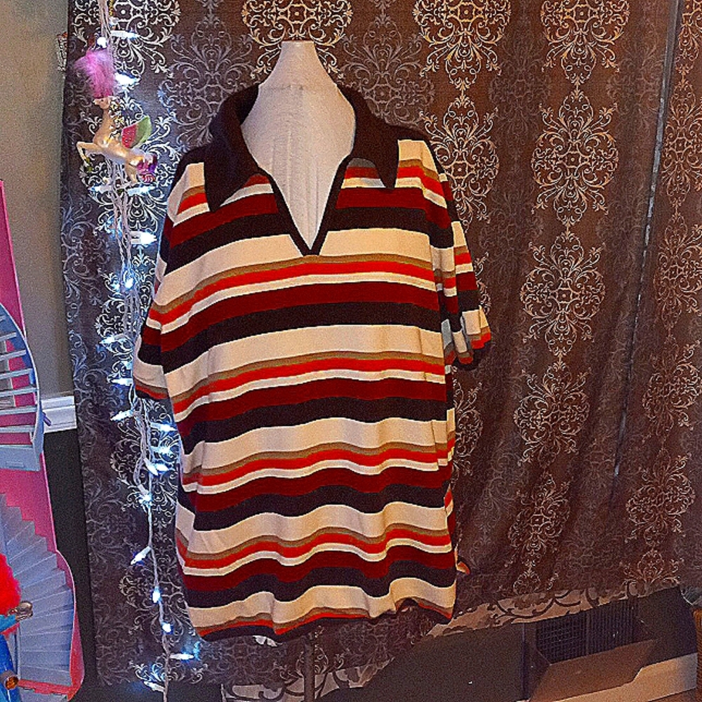 Lightweight Peach stripe short sleeve knit top